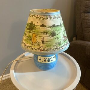 Blue and Cream HUNNY Lamp with Scenic Shade Winnie the Pooh